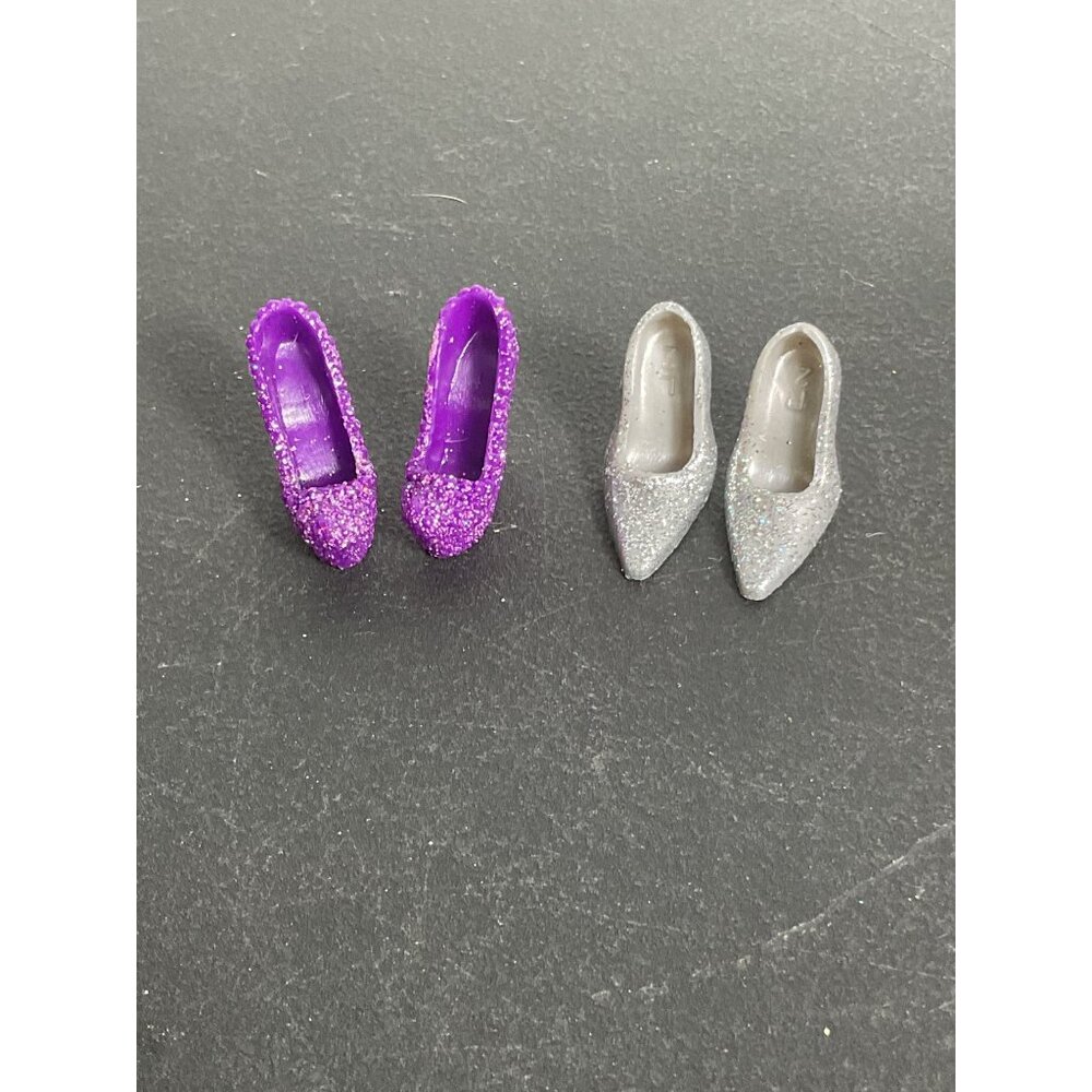 Fashion Doll Glitter High Heel Shoe Set Purple & Silver